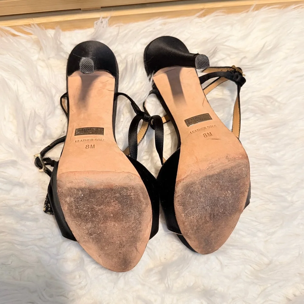 Badgley Mischka Black Gold Bow Heels Satin Formal Platform